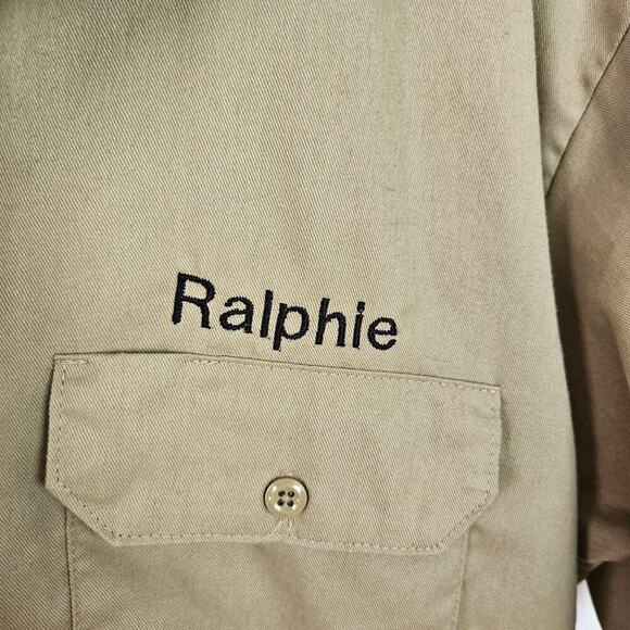 Dickies Pest Control Embroidered Work Shirt L Tan Short Sleeve Ralphie Pocket - Picture 4 of 7